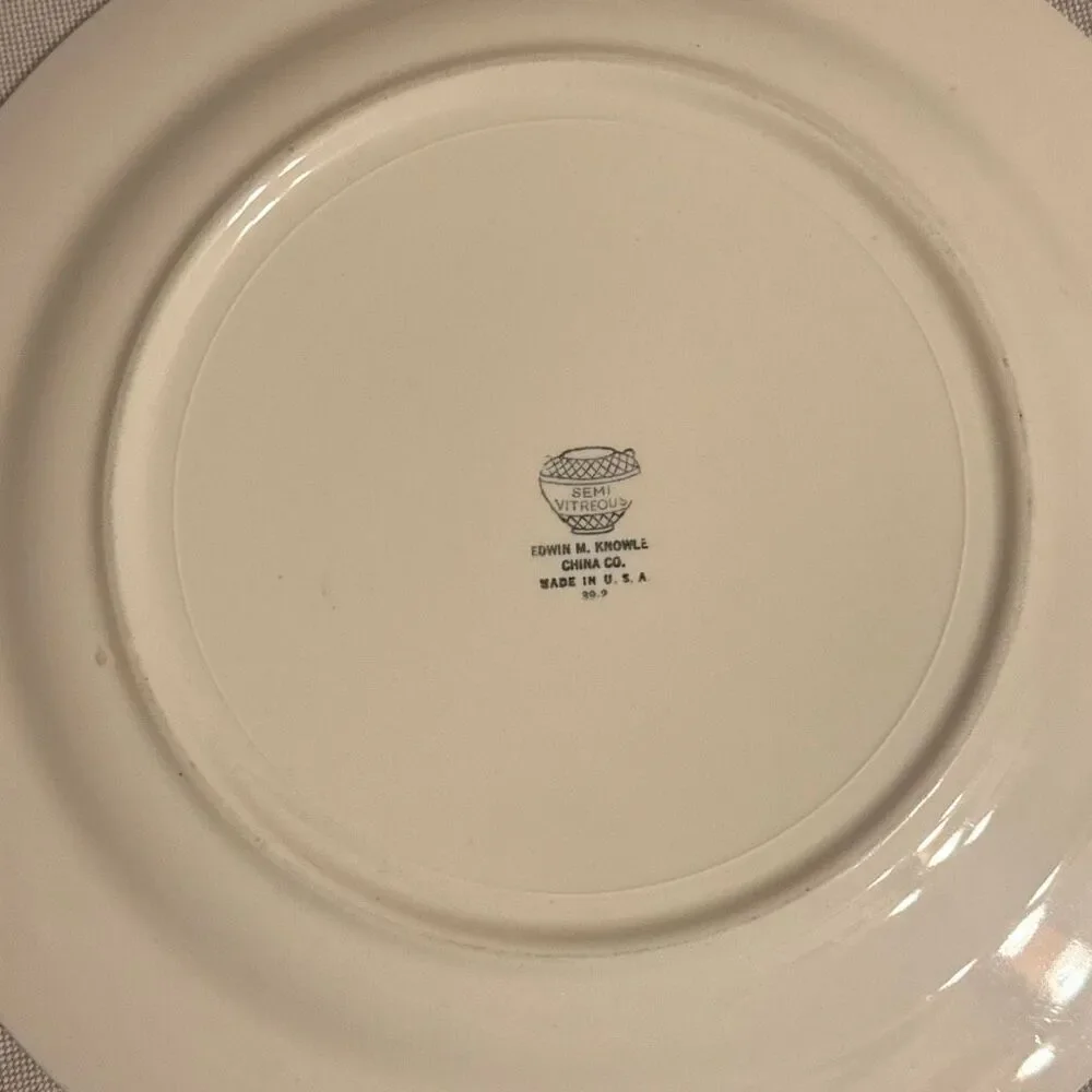 Edwin M. Knowles Gold Rimmed‎ Floral Dinner Plate